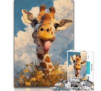 Rompecabezas de 1000 Piezas para Adolescentes diseño de Jirafa de fantasía con póster y Hoja de Trivia a Juego para niños a Partir de 14 años 38x26cm