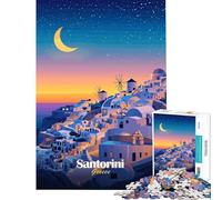 Rompecabezas de 1000 Piezas para Adolescentes diseño de la Puesta de Sol en Santorini Juego Educativo Juguetes didácticos Regalo Ideal para Aprender a Hacer Arte Corte de precisión (tamaño 50x75cm)