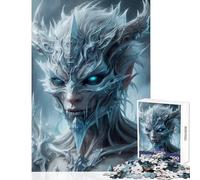 Rompecabezas de 1000 Piezas para Adolescentes diseño de la Reina de Hielo guerrera Juguetes antiestrés Obra de Arte Regalo Juego de ingenio con póster a Juego y Hoja de Trivia tamaño 50x75cm