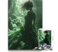 Rompecabezas de 1000 piezas para adolescentes, diseño de la Reina del Bosque en colores verdes, ideal para un pasatiempo tranquilo en interiores, juguete de corte de precisión superior, tamaño 38x52cm