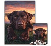 Rompecabezas de 1000 Piezas para Adolescentes, diseño de Labrador de Pradera, de Madera, fomentar el Amor en Pareja a Partir de los 14 años, 50x75cm