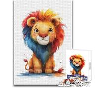 Rompecabezas de 1000 Piezas para Adolescentes, diseño de león arcoíris, Ideal para aliviar el estrés, Juguete de Corte ultrapreciso 38x52cm