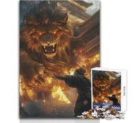 Rompecabezas de 1000 Piezas para Adolescentes, diseño de león Dorado Chino Antiguo, Juego para Mejorar la Memoria, Regalo para cumpleaños, tamaño 38x26cm