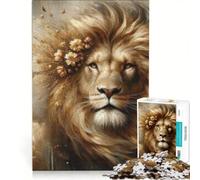 Rompecabezas de 1000 Piezas para Adolescentes, diseño de león Floral fantástico, Juego Educativo, dificultad Alta, Regalo de cumpleaños, Regalos de Viaje 50x75cm