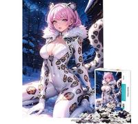 Rompecabezas de 1000 Piezas para Adolescentes diseño de Leopardo de Las Nieves Blanco Rompecabezas para Adultos Juego Interactivo decoración de Pared cumpleaños y Navidad (38x52cm)