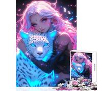 Rompecabezas de 1000 Piezas para Adolescentes diseño de Leopardo neón decoración del hogar Regalo de Amigo Secreto Juego de ingenio colección de Artistas Bellas Artes tamaño 38x26cm