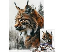 Rompecabezas de 1000 Piezas para Adolescentes diseño de Lince en el Bosque cumpleaños con Piezas aleatorias Que se entrelazan tamaño 38x26cm