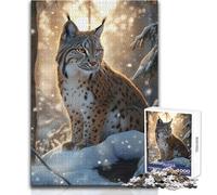 Rompecabezas de 1000 Piezas para Adolescentes, diseño de Lince en un Bosque Invernal, Ideal para un pasatiempo Tranquilo en Interiores, Juguete de Corte de precisión Superior, tamaño 38x26cm