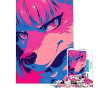 Rompecabezas de 1000 Piezas para Adolescentes diseño de loba Rosa y Azul Juego de ingenio Juguetes desafiantes Excelentes Regalos y decoración para el hogar (tamaño 38x26cm)