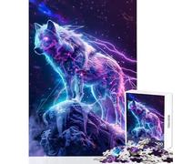 Rompecabezas de 1000 Piezas para Adolescentes diseño de Lobo ciberpunk en un Pico nevado Ideal para decoración del hogar Regalo de cumpleaños Juego de ingenio descompresión Intelectual tamaño 38x26cm