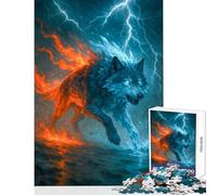 Rompecabezas de 1000 Piezas para Adolescentes diseño de Lobo Elemental Fuego y Hielo Ideal como decoración de Pared Regalo para Mujeres y Hombres Ideal como Juego Educativo para fomentar el Amor