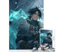 Rompecabezas de 1000 Piezas para Adolescentes diseño de Lobo Espiritual de Invierno Juegos un Juego difícil de completar (tamaño 38x26cm)