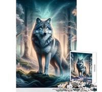 Rompecabezas de 1000 Piezas para Adolescentes diseño de Lobo Misterioso del Bosque cumpleaños o para Juegos Familiares con Piezas de Formas aleatorias Totalmente entrelazadas