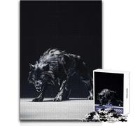 Rompecabezas de 1000 Piezas para Adolescentes, diseño de Lobo Negro Peligroso, Acogedor y Relajante, Divertido, de Alta precisión, tamaño 50x75cm