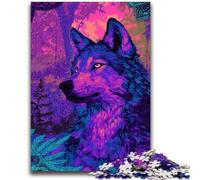 Rompecabezas de 1000 Piezas para Adolescentes, diseño de Lobo psicodélico, Juego Educativo, Juguete de desafío, decoración de Pared, cumpleaños y Navidad, 50x75cm