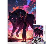 Rompecabezas de 1000 Piezas para Adolescentes diseño de Lobo y niña al Atardecer Ideal para decoración del hogar Regalos y Juegos educativos Entrena tu Cerebro y Tus Manos Tamaño 50x75cm