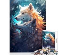Rompecabezas de 1000 Piezas para Adolescentes diseño de Lobos Oscuros cósmicos decoración del hogar Juguetes Regalo de cumpleaños Juegos relajantes Actividades Divertidas en casa tamaño 38x52cm