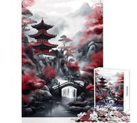 Rompecabezas de 1000 Piezas para Adolescentes diseño de Luna Roja Arte japonés Juguetes antiestrés Regalo de cumpleaños Juegos Divertidos colección de Artistas Bellas Artes tamaño 38x52cm