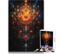 Rompecabezas de 1000 Piezas para Adolescentes, diseño de Mandala Floral Abstracto con Elementos cósmicos, Juego Educativo, Regalo para Mujeres, Regalo de Amigo Secreto, tamaño 50x75cm