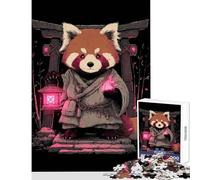 Rompecabezas de 1000 piezas para adolescentes diseño de monje panda rojo con linterna juguetes de bricolaje regalos para mujeres y hombres juego práctico para fomentar el amor en pareja tamaño 50x75cm