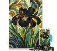 Rompecabezas de 1000 Piezas para Adolescentes,diseño de Mosaico Floral de Iris Negro,Arte de Bordes precisos,Juego de lógica,diversión Tranquila,Regalo artístico de Navidad 38x26cm