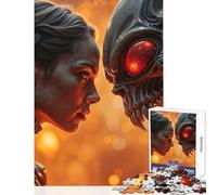 Rompecabezas de 1000 piezas para adolescentes diseño de mujer frente a una criatura alienígena juguetes de decoración para el hogar regalo divertido juego práctico cada pieza es única - Tamaño 50x75cm