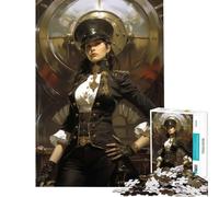 Rompecabezas de 1000 Piezas para Adolescentes diseño de navegante Steampunk Femenina Ideal para decoración del hogar decoración de Pared cumpleaños (38x52cm)