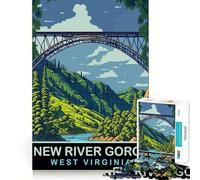 Rompecabezas de 1000 Piezas para Adolescentes,diseño de New River Gorge,Arte de Corte preciso,Juguete Inteligente para el Cerebro,Tiempo de Juego Relajante,Actividad de cumpleaños (38x26cm)
