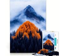 Rompecabezas de 1000 Piezas para Adolescentes,diseño de Niebla de montaña otoñal,Arte sin Costuras,Juego Mental,Regalo,Tiempo de Descanso,diversión,Navidad,Ocio (38x26cm)