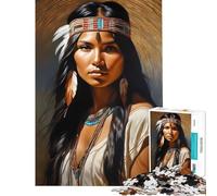 Rompecabezas de 1000 Piezas para Adolescentes diseño de niña nativa Americana Juguetes educativos Juegos relajantes Actividades Familiares Regalos para Mujeres y Hombres (tamaño 50x75cm)