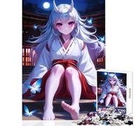 Rompecabezas de 1000 Piezas para Adolescentes diseño de Oni Girl bajo la luz de la Luna Juguete Educativo Gran Regalo para cumpleaños y Navidad tamaño 38x52cm