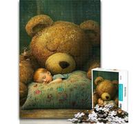 Rompecabezas de 1000 Piezas para Adolescentes, diseño de Osito de Peluche durmiendo Juego Educativo para cumpleaños y Navidad para niños de 14 años y más 26x38cm