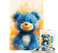 Rompecabezas de 1000 Piezas para Adolescentes diseño de Oso Azul Alegre Ideal para Adultos Juegos Familiares y como Regalo para Toda la Familia (tamaño 38x26cm)