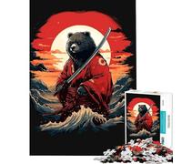 Rompecabezas de 1000 Piezas para Adolescentes diseño de Oso samurái Divertido y adictivo Ideal para Cultivar la Paciencia Regalos para Hombres y Mujeres Divertidos y con Humor (tamaño 38x26cm)