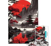 Rompecabezas de 1000 Piezas para Adolescentes diseño de Pagoda del Sol Rojo Ideal para Relajarse Jugar a Juegos educativos desarrollar Habilidades de análisis y lógica Regalo de cumpleaños (38x26cm)