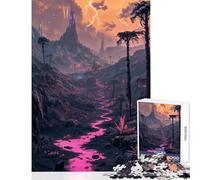 Rompecabezas de 1000 Piezas para Adolescentes diseño de Paisaje fantástico con río Rosa Juguete Educativo Regalo de cumpleaños Juegos Divertidos colección de Artistas Bellas Artes tamaño 38x52cm