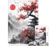 Rompecabezas de 1000 Piezas para Adolescentes diseño de Paisaje japonés Tinta antiestrés Juguetes para cumpleaños Juegos Divertidos colección de Artistas Bellas Artes tamaño 50x75cm