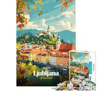 Rompecabezas de 1000 Piezas para Adolescentes Diseño de Paisaje Urbano de Liubliana Eslovenia Juego práctico y adictivo para Cultivar la Paciencia Un Gran Regalo Un Reto difícil (tamaño 50x75cm)