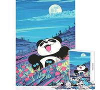 Rompecabezas de 1000 Piezas para Adolescentes diseño de Panda Feliz Campo de Flores Juguete para decoración de Pared Regalos de cumpleaños Juegos relajantes Entrena tu Cerebro y Tus Manos 38x52cm