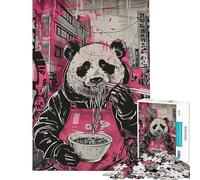 Rompecabezas de 1000 Piezas para Adolescentes diseño de Panda Ramen y Arte Callejero Rompecabezas para Adultos Juegos relajantes Que mejoran la Memoria dificultad Alta y desafiante (tamaño 38x52cm)