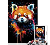 Rompecabezas de 1000 Piezas para Adolescentes diseño de Panda Rojo Juguete artístico salpicado decoración de Pared Gran Regalo Juego práctico Actividades Divertidas en casa (tamaño 38x26cm)