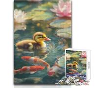Rompecabezas de 1000 Piezas para Adolescentes, diseño de Patito en un Estanque, Tranquilo, Divertido, para el Tiempo Libre, Ajustado, sin Costuras, de precisión, tamaño 38x26cm