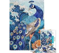 Rompecabezas de 1000 Piezas para Adolescentes diseño de Pavo Real y Olas Ideal para Manualidades en Papel Rompecabezas para Adultos Juegos relajantes Que mejoran la Memoria desafiantes y de Gran