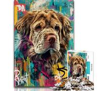 Rompecabezas de 1000 Piezas para Adolescentes diseño de Perro al óleo Juego Familiar para aliviar el estrés desafío difícil Regalo de Amigo Secreto (26x38cm)