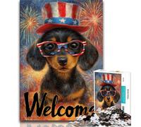 Rompecabezas de 1000 Piezas para Adolescentes, diseño de Perro Americano, Juego Familiar para aliviar el estrés, desafío difícil y fomentar el Amor en Pareja (75x50cm)