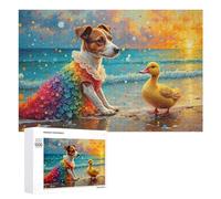 Rompecabezas de 1000 piezas para adolescentes, diseño de perro arcoíris y pato, puesta de sol, juguete para decoración de pared, difícil, duro, único, regalo de cumpleaños y Navidad, 1000 piezas