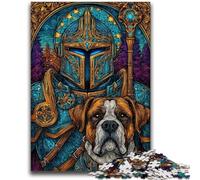 Rompecabezas de 1000 Piezas para Adolescentes, diseño de Perro bóxer y Caballero Un Juego desafiante Ideal para Regalar a Toda la Familia (38x26cm)