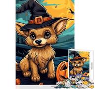 Rompecabezas de 1000 Piezas para Adolescentes diseño de Perro Juguetes antiestrés de Halloween Regalos de Amigo Secreto Juegos de relajación Mejora del Amor en Pareja tamaño 38x52cm