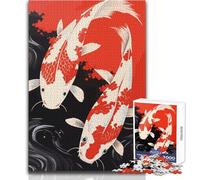 Rompecabezas de 1000 Piezas para Adolescentes, diseño de pez koi, Pintura Japonesa, Tardes relajantes, Ajuste, Corte de precisión, Juguete para Jugar, tamaño 38x26cm