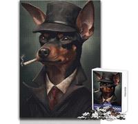 Rompecabezas de 1000 Piezas para Adolescentes, diseño de Pinscher Miniatura de la Mafia, Ideal para un rato de Relax, Troquelado de precisión Fina, tamaño 38x26cm